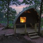 Cloud Nine Camping in Custer South Dakota - glamping yurt at dusk